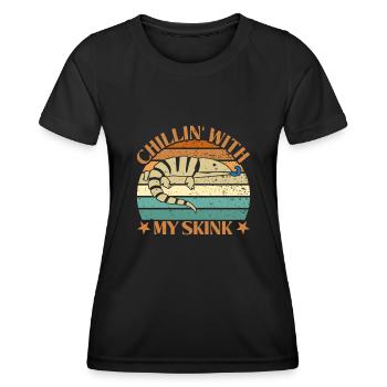 Blauzungen-Eidechse Skinke Glattechse blaue Zunge - Frauen Funktions-T-Shirt - Schwarz - Vorne - AI Model Female 172 light (172cm)