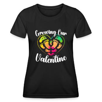 Announcement Pregnancy Valentine's Day Baby - Women's Functional T-Shirt - black - Front - AI Model Female 172 light (172cm)