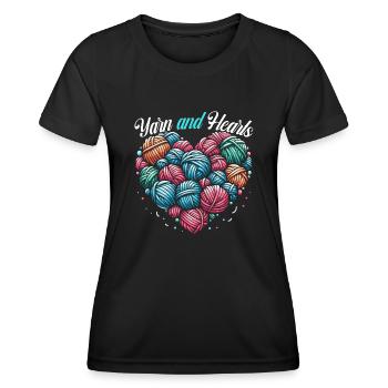 14. Februar Valentinstag Häkeln Stricken Nähen - Frauen Funktions-T-Shirt - Schwarz - Vorne - AI Model Female 172 light (172cm)