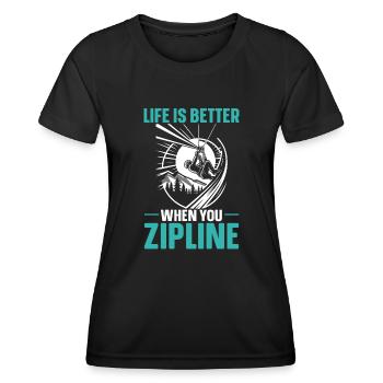 Zipline Lover Zipliner Extreme Adventure High Wire - Women's Functional T-Shirt - black - Front - AI Model Female 172 light (172cm)