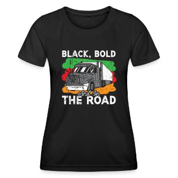 Black History Month Black Pride Truck Driver Trucker - Women's Functional T-Shirt - black - Front - AI Model Female 172 light (172cm)