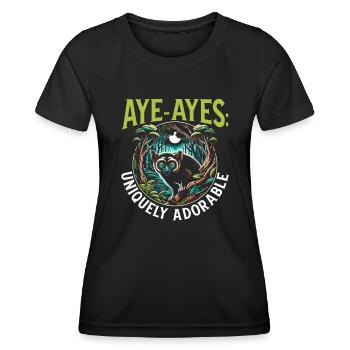 Aye Aye Lemur Süsser Affe Madagaskar - Frauen Funktions-T-Shirt - Schwarz - Vorne - AI Model Female 172 light (172cm)
