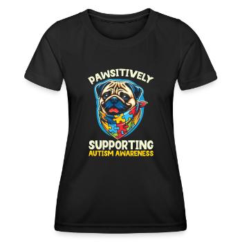 Autismus-Mops Autistischer Hundeliebhaber - Frauen Funktions-T-Shirt - Schwarz - Vorne - AI Model Female 172 light (172cm)