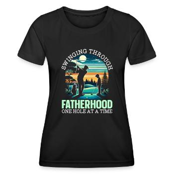 Father's Day Golfers Golfers Paternity - Women's Functional T-Shirt - black - Front - AI Model Female 172 light (172cm)