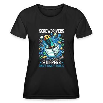 Father's Day, Mechanic, Fatherhood, Best Dad - Women's Functional T-Shirt - black - Front - AI Model Female 172 light (172cm)