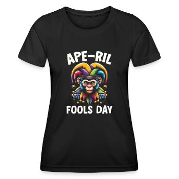 Aprilscherz 1. April Witz Affe - Frauen Funktions-T-Shirt - Schwarz - Vorne - AI Model Female 172 light (172cm)