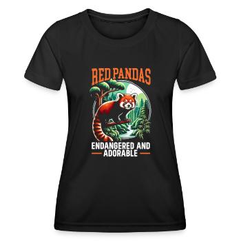 Espèces en voie de disparition, amoureux des animaux, panda roux - T-shirt sport Femme - noir - Devant - AI Model Female 172 light (172cm)