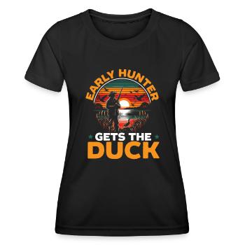 Duck Hunter Duckaholic Waterfowl Duck Hunting - Women's Functional T-Shirt - black - Front - AI Model Female 172 light (172cm)