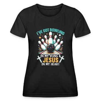 Lustige Bowlingkugel-bowlingbahn-splinte Sport - Frauen Funktions-T-Shirt - Schwarz - Vorne - AI Model Female 172 light (172cm)