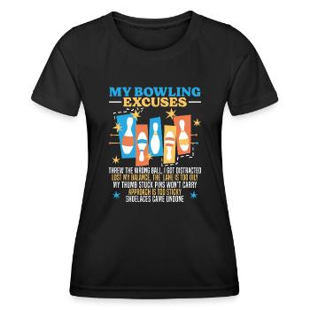 Lustige Bowlingkugel-bowlingbahn-splinte Sport - Frauen Funktions-T-Shirt - Schwarz - Vorne - AI Model Female 172 light (172cm)