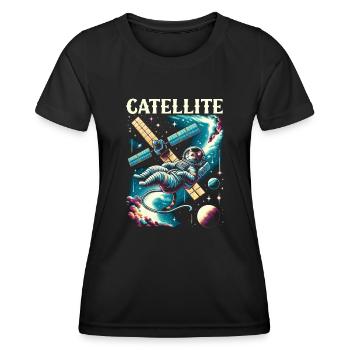 Chat cosmonaute astronaute - T-shirt sport Femme - noir - Devant - AI Model Female 172 light (172cm)