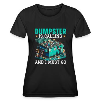 Amateur de bennes à ordures ramassant les ordures, - T-shirt sport Femme - noir - Devant - AI Model Female 172 light (172cm)