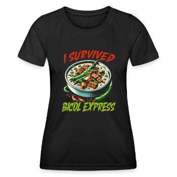 Cuisine philippine Pinoy Food Philippines Bicol - T-shirt sport Femme - noir - Devant - AI Model Female 172 light (172cm)