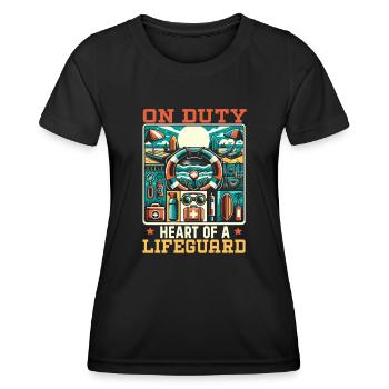 Job as a lifeguard in the swimming pool, - Women's Functional T-Shirt - black - Front - AI Model Female 172 light (172cm)