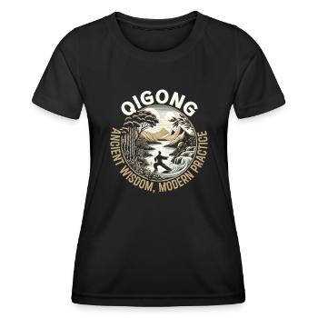 Posture de Qigong Médecine Chinoise - T-shirt sport Femme - noir - Devant - AI Model Female 172 light (172cm)