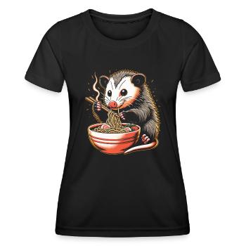 Funny possum animal lover garbage cat - Women's Functional T-Shirt - black - Front - AI Model Female 172 light (172cm)