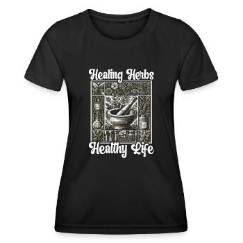 Herbalism, Herbal Medicine, Natural Healing - Women's Functional T-Shirt - black - Front - AI Model Female 172 light (172cm)