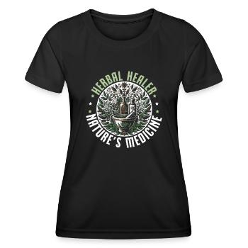 Herboristerie, Phytothérapie, Guérison naturelle - T-shirt sport Femme - noir - Devant - AI Model Female 172 light (172cm)
