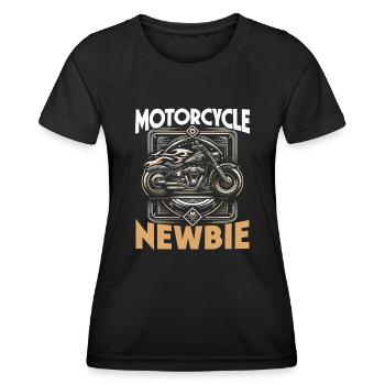 Lustiger Motorradliebhaber, Der Motorrad Fährt. - Frauen Funktions-T-Shirt - Schwarz - Vorne - AI Model Female 172 light (172cm)