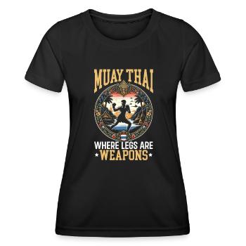 Muay Thai Fighter Kickboxing Kickboxer Thailand - Women's Functional T-Shirt - black - Front - AI Model Female 172 light (172cm)
