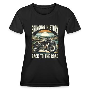 Lustiger Motorradliebhaber, Der Motorrad Fährt. - Frauen Funktions-T-Shirt - Schwarz - Vorne - AI Model Female 172 light (172cm)