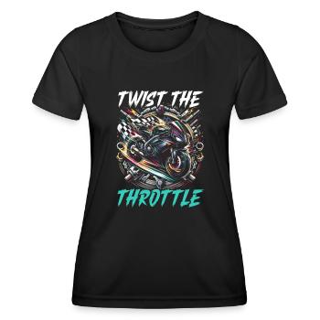Lustiger Motorradliebhaber, Der Motorrad Fährt. - Frauen Funktions-T-Shirt - Schwarz - Vorne - AI Model Female 172 light (172cm)
