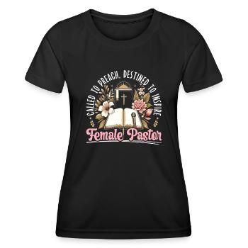 Pasteur Jésus-Christ - T-shirt sport Femme - noir - Devant - AI Model Female 172 light (172cm)