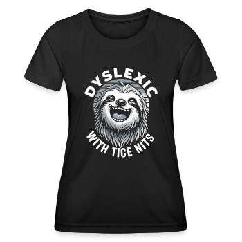 Mois de la sensibilisation à la dyslexie - T-shirt sport Femme - noir - Devant - AI Model Female 172 light (172cm)