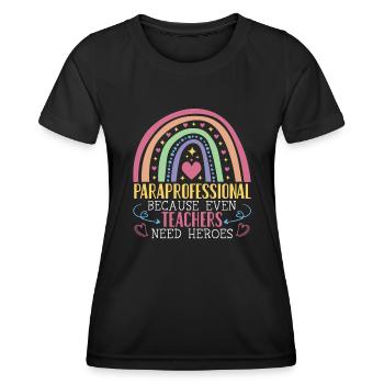 Paraprofessionnel Enseignant en éducation spécialisée Paraéducateur - T-shirt sport Femme - noir - Devant - AI Model Female 172 light (172cm)