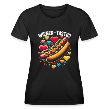Hotdog-liebhaber-fast-food-feinschmecker-würstchen - Frauen Funktions-T-Shirt - Schwarz - Vorne - AI Model Female 172 light (172cm)