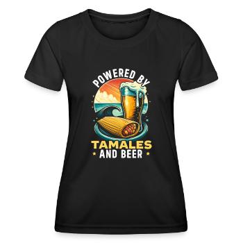 Mesoamerikanisches Gericht Tamales, Mexikanischer - Frauen Funktions-T-Shirt - Schwarz - Vorne - AI Model Female 172 light (172cm)