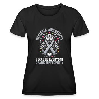 Mois de la sensibilisation à la dyslexie - T-shirt sport Femme - noir - Devant - AI Model Female 172 light (172cm)
