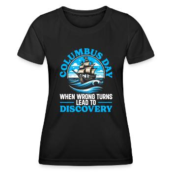 Columbus Day Amerika 1492 Usa Entdeckung - Frauen Funktions-T-Shirt - Schwarz - Vorne - AI Model Female 172 light (172cm)