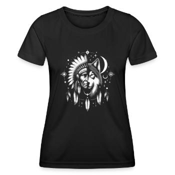 Indianischer Cherokee-apache-Indianer - Frauen Funktions-T-Shirt - Schwarz - Vorne - AI Model Female 172 light (172cm)