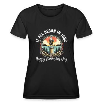 Columbus Day Amerika 1492 Usa Entdeckung - Frauen Funktions-T-Shirt - Schwarz - Vorne - AI Model Female 172 light (172cm)