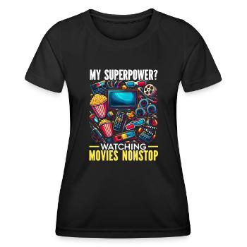 film cinéma amant popcorn film - T-shirt sport Femme - noir - Devant - AI Model Female 172 light (172cm)