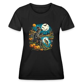 Lustiges Halloween Kostüm Fischer Angeler - Frauen Funktions-T-Shirt - Schwarz - Vorne - AI Model Female 172 light (172cm)