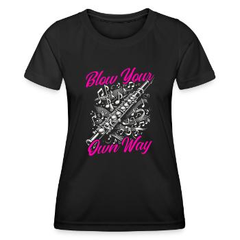 Flötenspieler, Flötist, Musiker, - Frauen Funktions-T-Shirt - Schwarz - Vorne - AI Model Female 172 light (172cm)