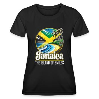 Nationalité du pays battant pavillon de la Jamaïque, I - T-shirt sport Femme - noir - Devant - AI Model Female 172 light (172cm)