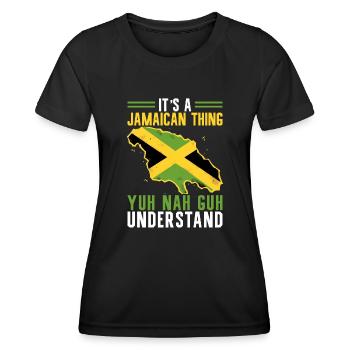 Nationalité du pays battant pavillon de la Jamaïque, I - T-shirt sport Femme - noir - Devant - AI Model Female 172 light (172cm)