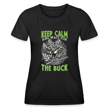 Saison de chasse au cerf Chasseurs de cerfs Chasseurs d’animaux - T-shirt sport Femme - noir - Devant - AI Model Female 172 light (172cm)