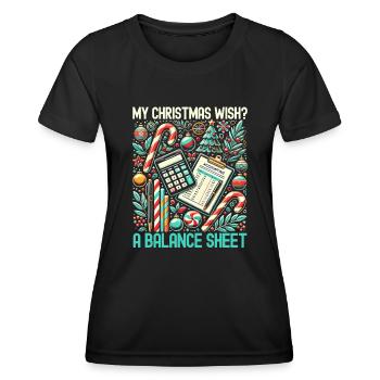Lustiger Weihnachtsbuchhalter Weihnachtsmann - Frauen Funktions-T-Shirt - Schwarz - Vorne - AI Model Female 172 light (172cm)