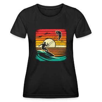 Kitesurfing Kiteboarding Water Sports Kitesurfer - Women's Functional T-Shirt - black - Front - AI Model Female 172 light (172cm)