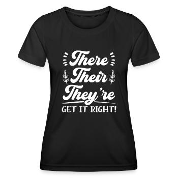 Grammaire, police, professeurs d’anglais, - T-shirt sport Femme - noir - Devant - AI Model Female 172 light (172cm)
