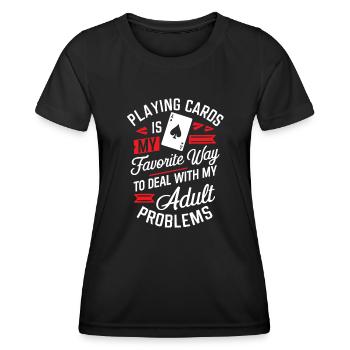 Carte de citation de jeu de poker drôle - T-shirt sport Femme - noir - Devant - AI Model Female 172 light (172cm)