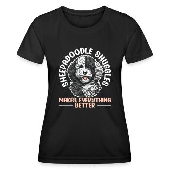 Chien Sheepadoodle mignon - T-shirt sport Femme - noir - Devant - AI Model Female 172 light (172cm)
