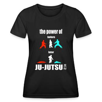 The Power of Ju-Jutsu - Selbstverteidigungs Shirt - Frauen Funktions-T-Shirt - Schwarz - Vorne - AI Model Female 172 light (172cm)