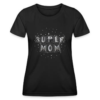 "super-mom" space-metal - Frauen Funktions-T-Shirt - Schwarz - Vorne - AI Model Female 172 light (172cm)