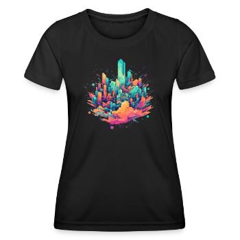 colorful skyline - Frauen Funktions-T-Shirt - Schwarz - Vorne - AI Model Female 172 light (172cm)