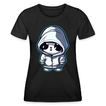 Niedlicher Geist mit Hoodie - Frauen Funktions-T-Shirt - Schwarz - Vorne - AI Model Female 172 light (172cm)